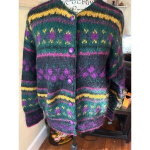 United Colors of Benetton Vintage Cardigan Sweater Mohair Blend